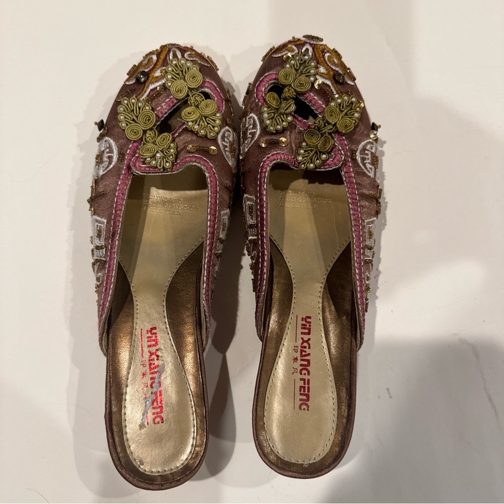 Elegant Pink Embroidered Mules by